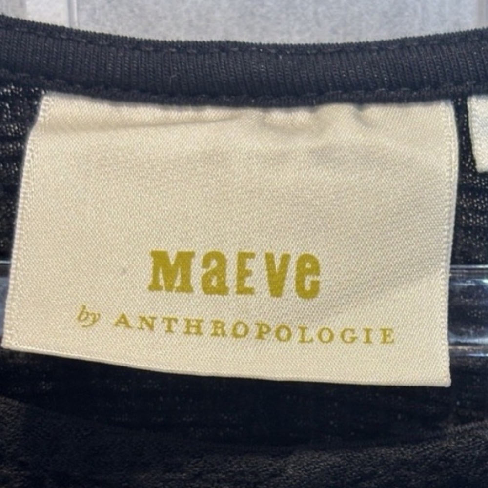 Anthropologie Maeve Black Gauze Dolman Sleeve Black Top Size Small Lange Look - Picture 5 of 7